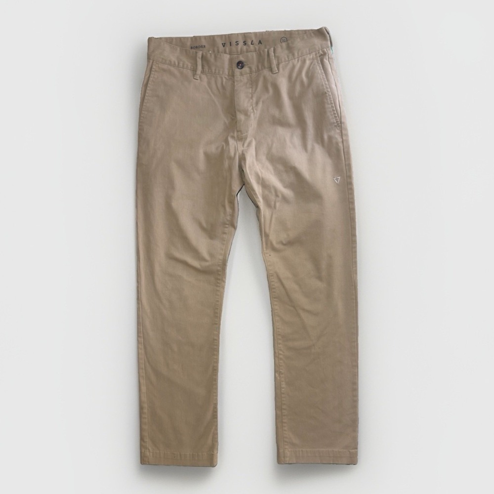 VISSLA Border Chino Pants Men's Size 31 Khaki Straight Leg Casual Cotton Beige